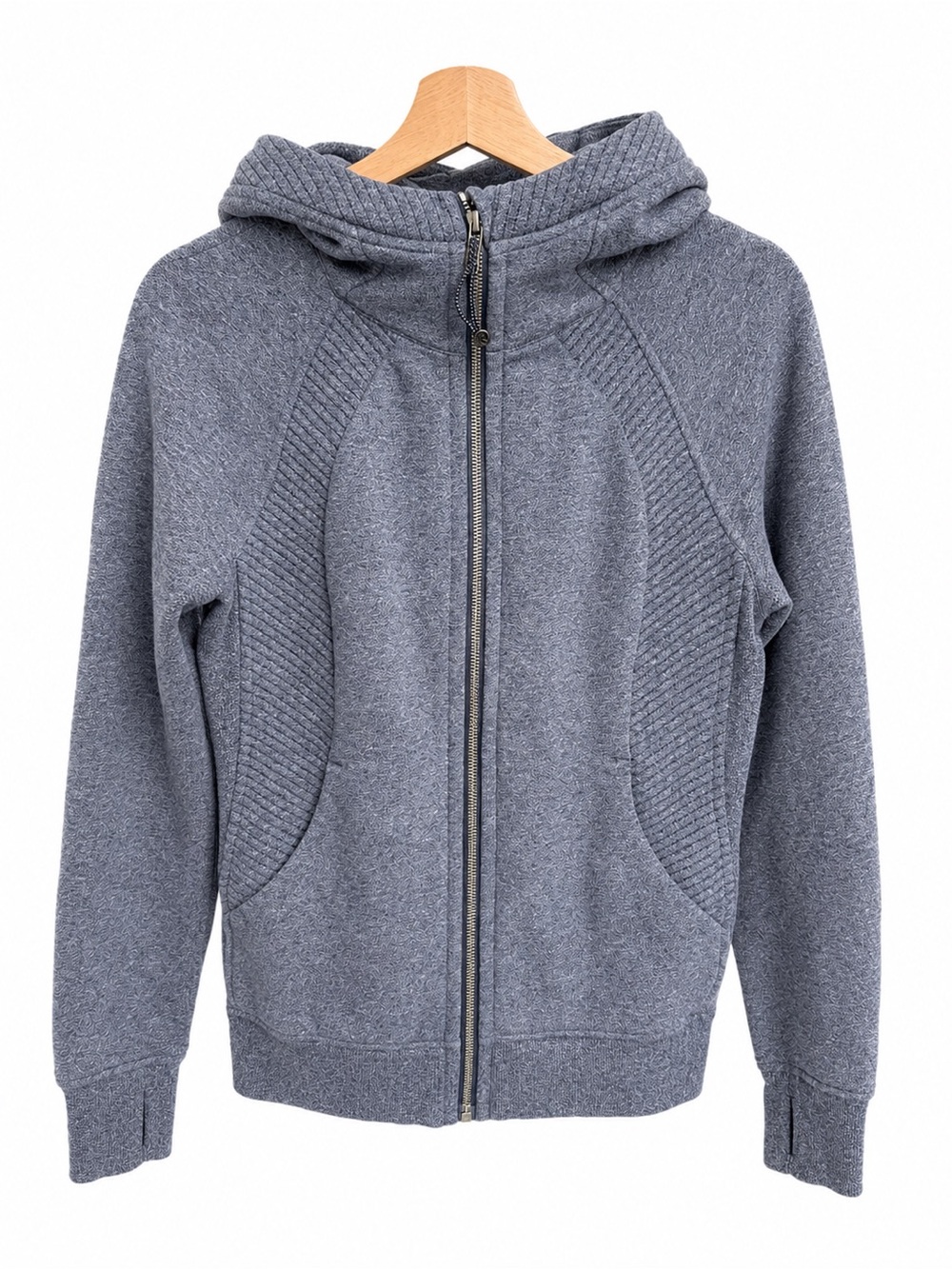 Lululemon Scuba Hoodie III Full Zip Gray Blue Thumbhole Jacket Women’s Size 4